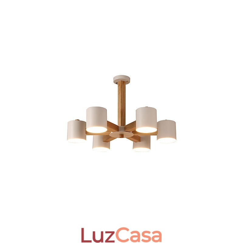 Lustre de 6 luzes moderno contemporâneo tradicional clássico vintage country madeira característica para madeira