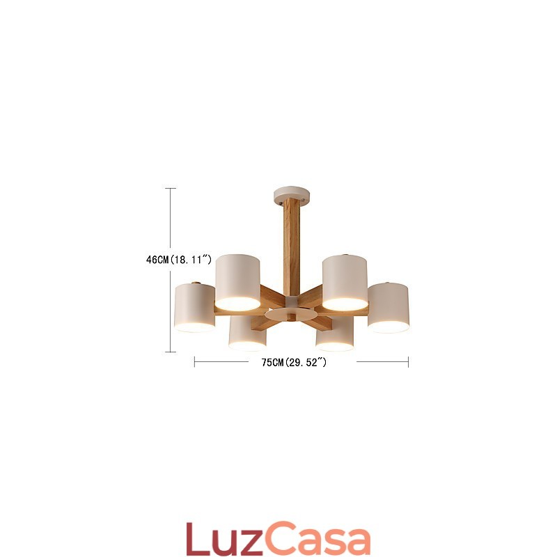 Lustre de 6 luzes moderno contemporâneo tradicional clássico vintage country madeira característica para madeira