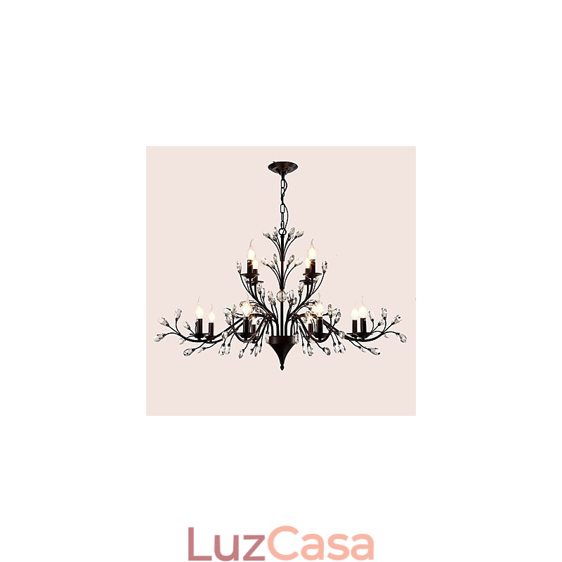 Lustre de cristal de 12 luzes moderno contemporâneo tradicional clássico vintage retrô country pintura característica