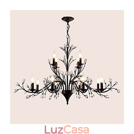 Lustre de cristal de 12 luzes moderno contemporâneo tradicional clássico vintage retrô country pintura característica Lustre de cristal de 12 luzes moderno contemporâneo tradicional clássico vintage retrô country pintura característica