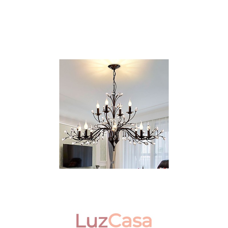Lustre de cristal de 12 luzes moderno contemporâneo tradicional clássico vintage retrô country pintura característica