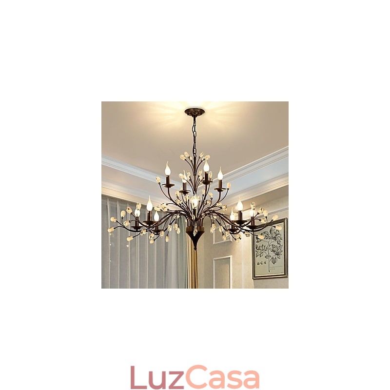 Lustre de cristal de 12 luzes moderno contemporâneo tradicional clássico vintage retrô country pintura característica