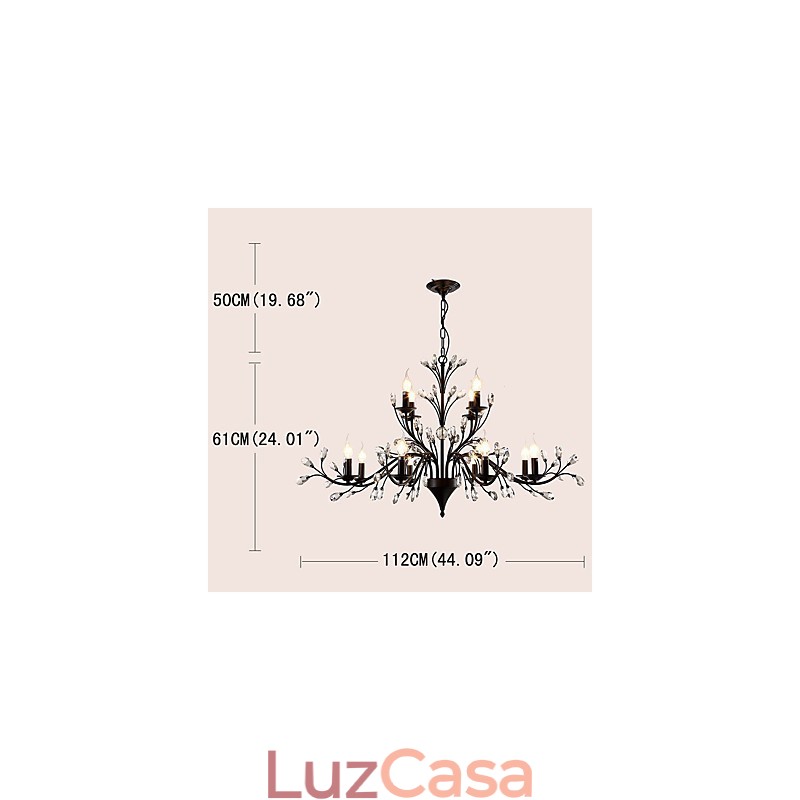 Lustre de cristal de 12 luzes moderno contemporâneo tradicional clássico vintage retrô country pintura característica