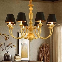 Lustre Tradicional Clássico Country Latão Recurso para Mini Estilo Metal 8 Lâmpadas