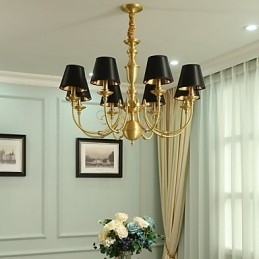 Lustre Tradicional Clássico Country Latão Recurso para Mini Estilo Metal 8 Lâmpadas