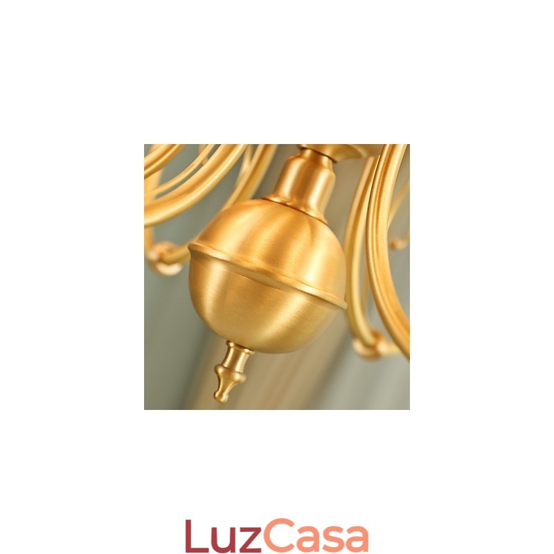 Lustre Tradicional Clássico Country Latão Recurso para Mini Estilo Metal 8 Lâmpadas