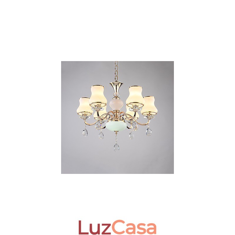 Lustre moderno contemporâneo galvanizado com recurso para metal cristal
