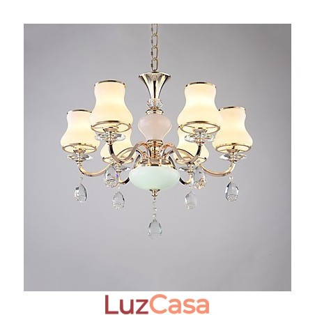 Lustre moderno contemporâneo galvanizado com recurso para metal cristal