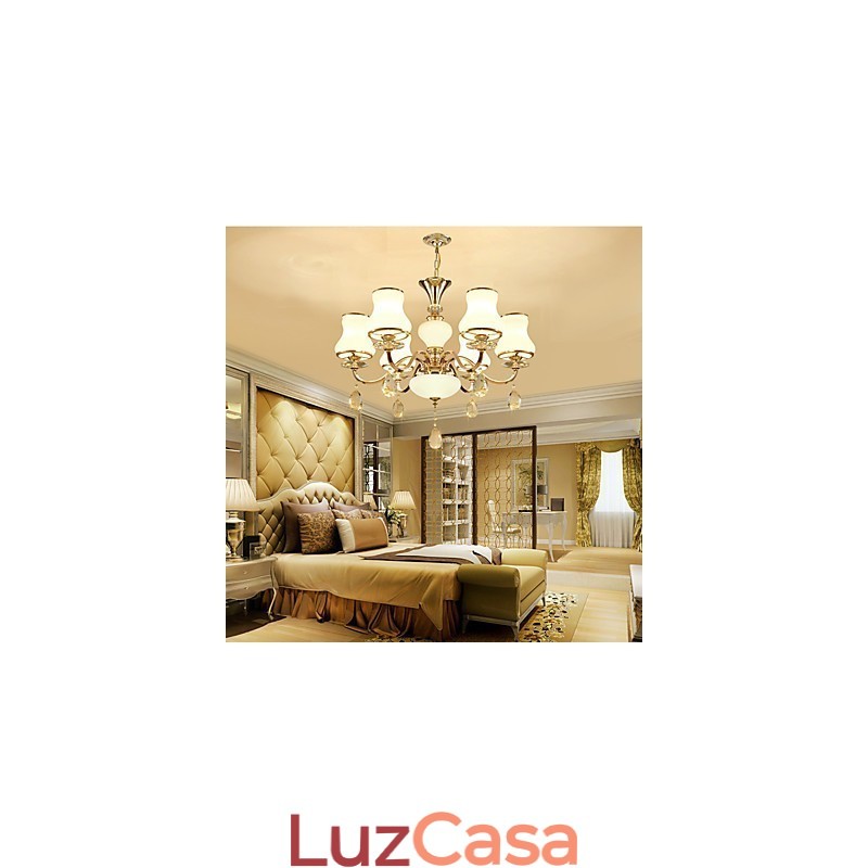 Lustre moderno contemporâneo galvanizado com recurso para metal cristal