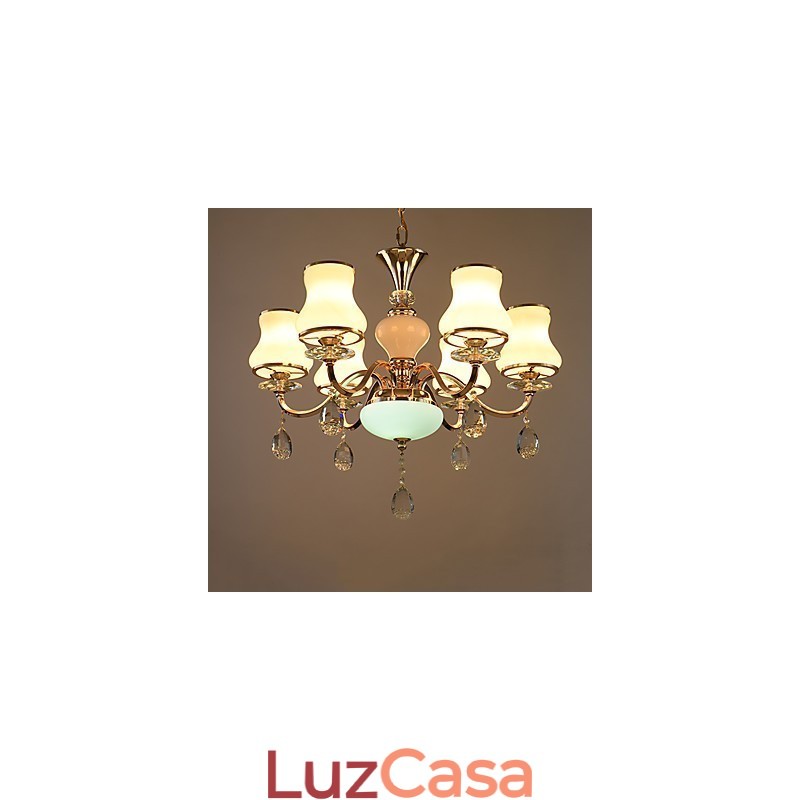 Lustre moderno contemporâneo galvanizado com recurso para metal cristal