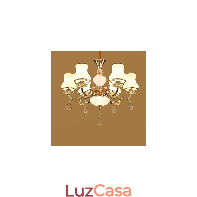 Lustre moderno contemporâneo galvanizado com recurso para metal cristal