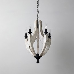 Pintura Vintage Recurso Mini Estilo Madeira Bambu Lustre Lâmpada Decorar Luminária Pendente