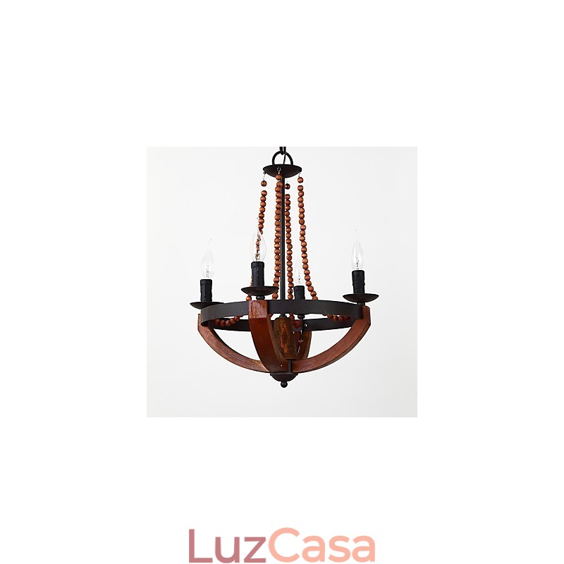 Quatro luzes vintage pintura característica mini estilo madeira bambu lustre lâmpada o decorador pendente lâmpada