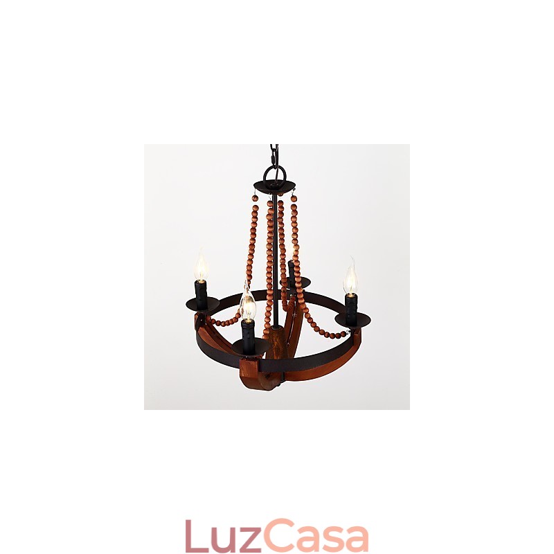 Quatro luzes vintage pintura característica mini estilo madeira bambu lustre lâmpada o decorador pendente lâmpada