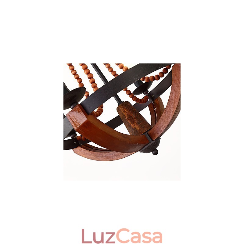 Quatro luzes vintage pintura característica mini estilo madeira bambu lustre lâmpada o decorador pendente lâmpada
