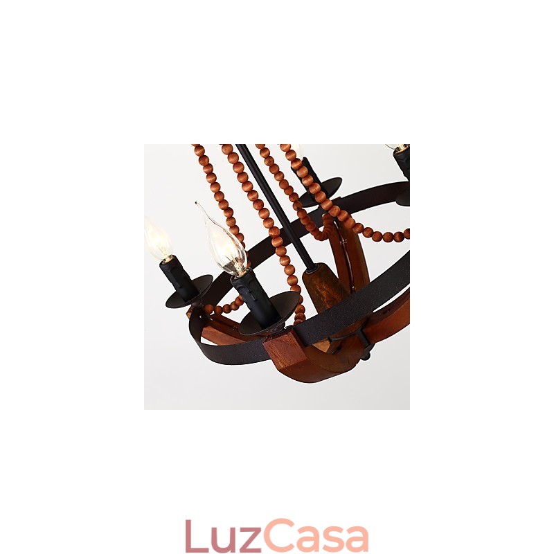 Quatro luzes vintage pintura característica mini estilo madeira bambu lustre lâmpada o decorador pendente lâmpada