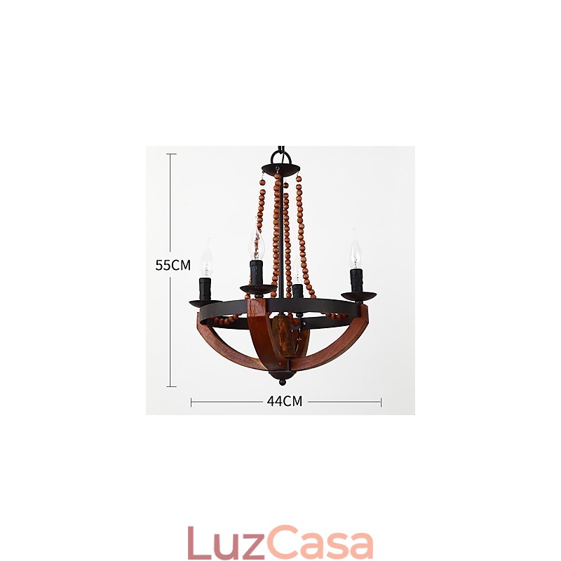 Quatro luzes vintage pintura característica mini estilo madeira bambu lustre lâmpada o decorador pendente lâmpada
