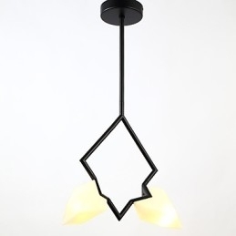 2 postes de luz modernos de metal com lustre de vidro pêssego, luminária pendente para decoração de cantina