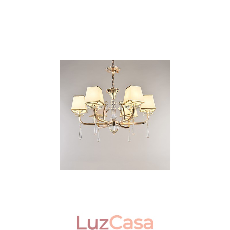Lustre moderno contemporâneo galvanizado com recurso para metal cristal