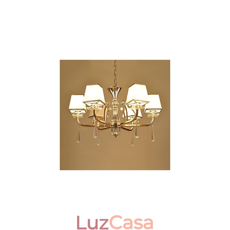 Lustre moderno contemporâneo galvanizado com recurso para metal cristal