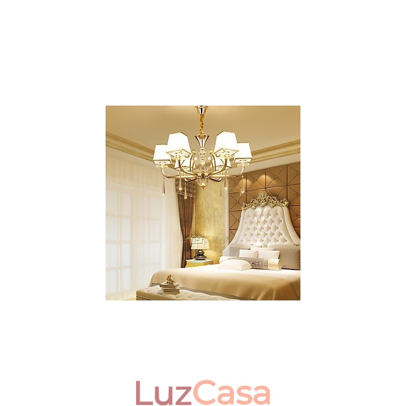 Lustre moderno contemporâneo galvanizado com recurso para metal cristal