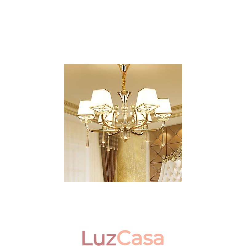 Lustre moderno contemporâneo galvanizado com recurso para metal cristal