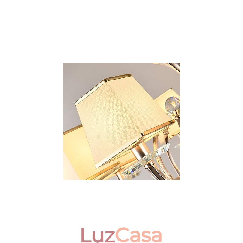 Lustre moderno contemporâneo galvanizado com recurso para metal cristal