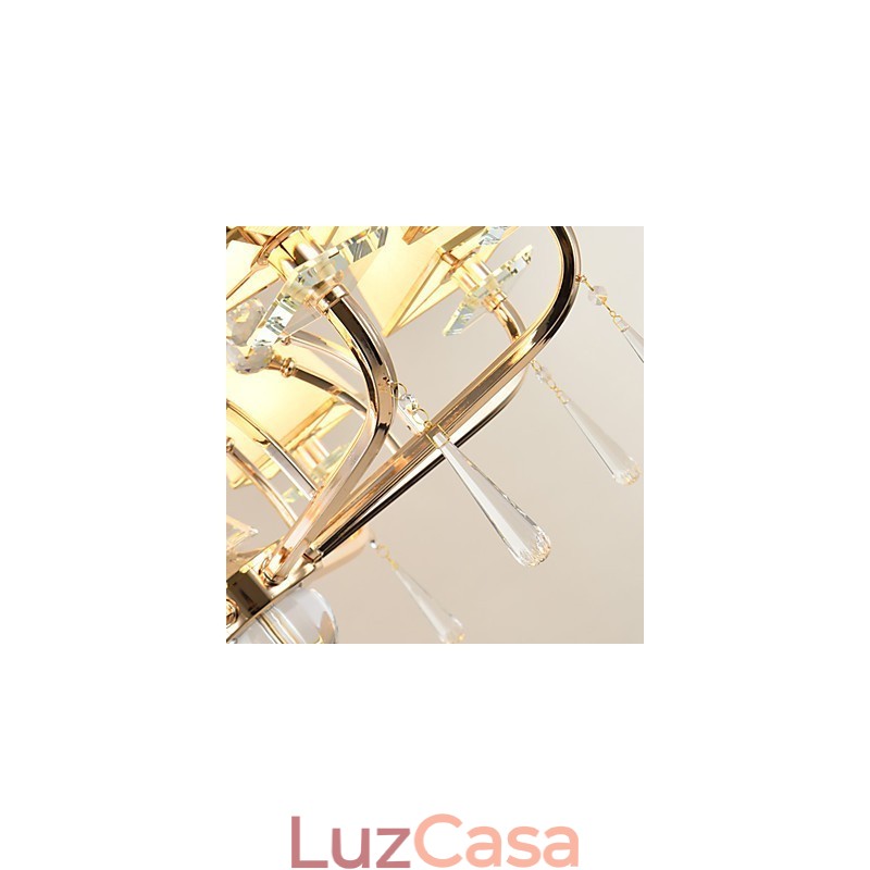 Lustre moderno contemporâneo galvanizado com recurso para metal cristal