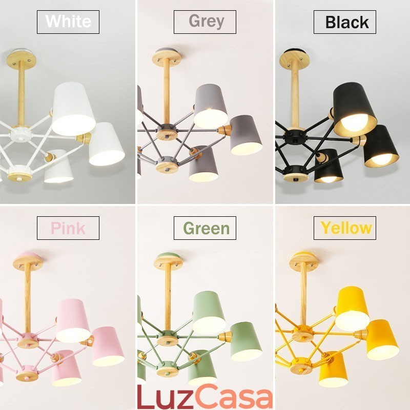 Lustre de metal com pintura vintage em madeira de macaron multicolorido