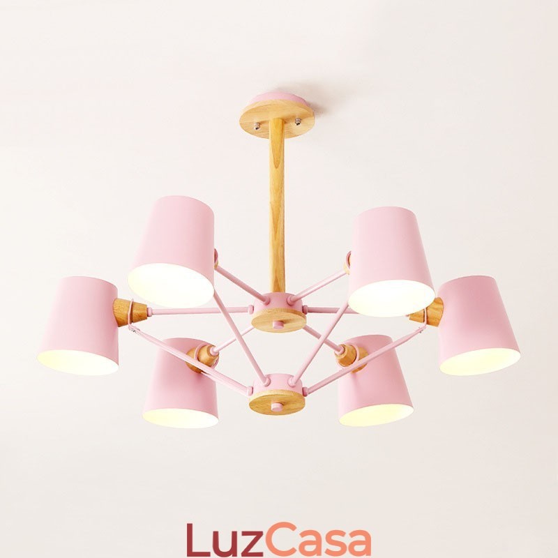 Lustre de metal com pintura vintage em madeira de macaron multicolorido