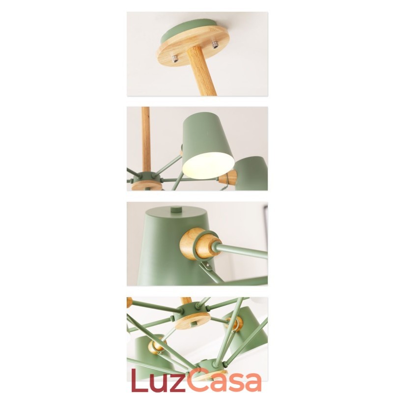 Lustre de metal com pintura vintage em madeira de macaron multicolorido