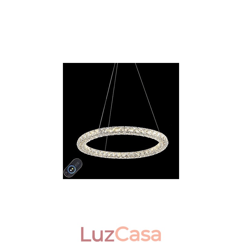 Luminária pendente de teto de cristal em anel moderno, lustre de cristal, luminárias de iluminação interna, luminárias reguláveis com controle remoto