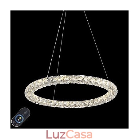Luminária pendente de teto de cristal em anel moderno, lustre de cristal, luminárias de iluminação interna, luminárias reguláveis com controle remoto