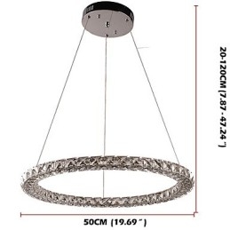Luminária pendente de teto de cristal em anel moderno, lustre de cristal, luminárias de iluminação interna, luminárias reguláveis com controle remoto