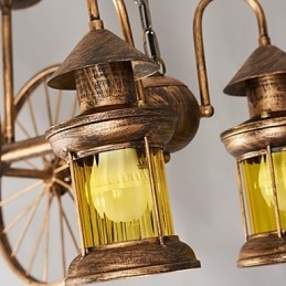 Lustre de metal rústico estilo chalé vintage retrô country globo pintura característica para designers de estilo mini