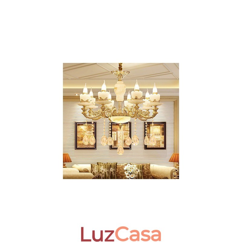 Lustre de cristal de liga de zinco estilo europeu para casa