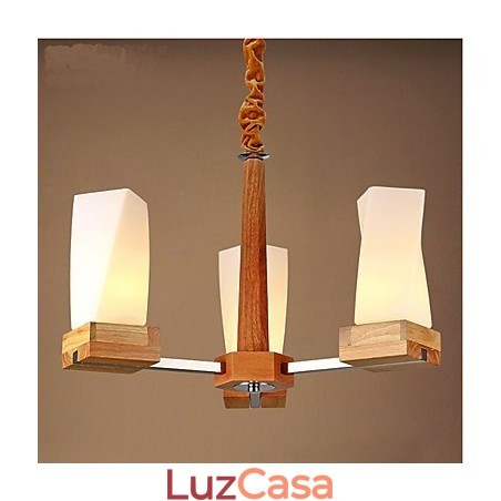 Luminária de teto criativa de madeira maciça com iluminação de arte simples Luminária de teto criativa de madeira maciça com iluminação de arte simples