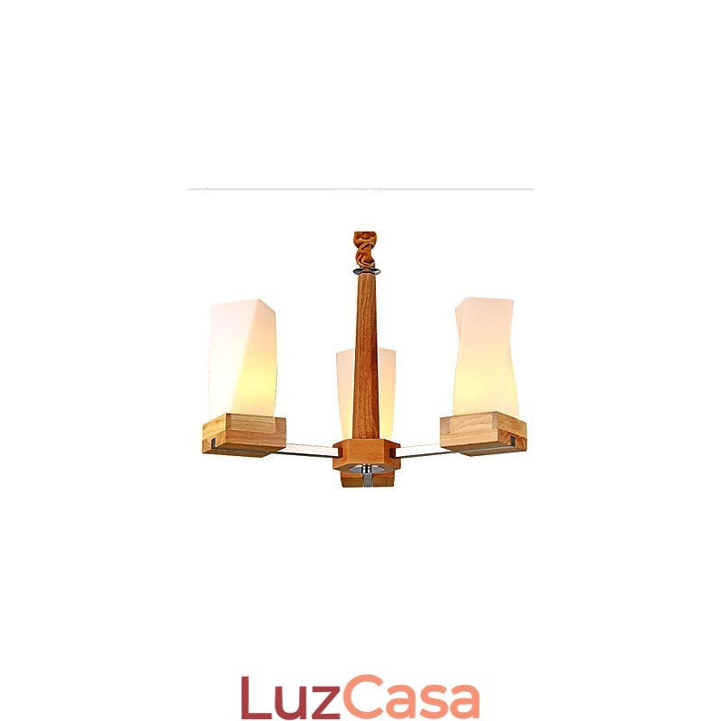 Luminária de teto criativa de madeira maciça com iluminação de arte simples