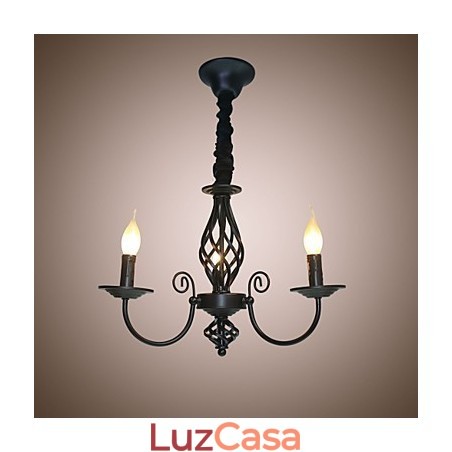 Lustre de estilo europeu 3 luzes Lustre Luzes simples Criativas Ferro Velas Lâmpadas