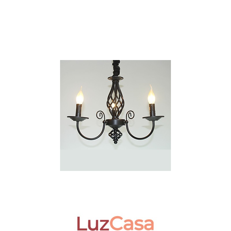 Lustre de estilo europeu 3 luzes Lustre Luzes simples Criativas Ferro Velas Lâmpadas