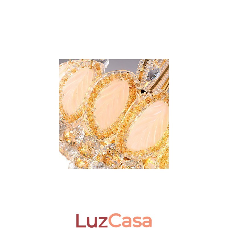 Lustre de luxo moderno com pingente de cristal, diâmetro de 50 cm, contém 8 lâmpadas
