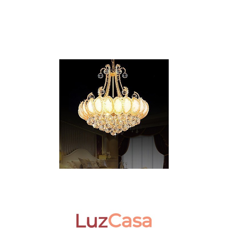 Lustre de luxo moderno com pingente de cristal, diâmetro de 50 cm, contém 8 lâmpadas