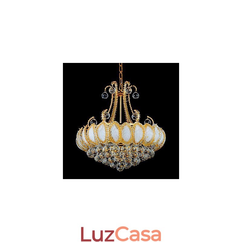 Lustre de luxo moderno com pingente de cristal, diâmetro de 50 cm, contém 8 lâmpadas