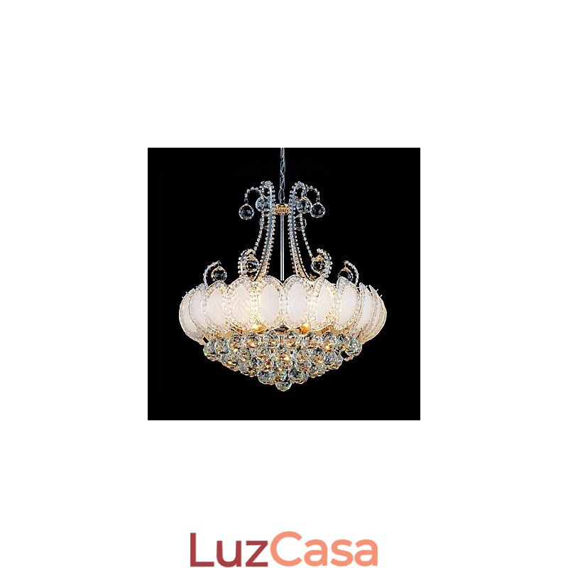 Lustre de luxo moderno com pingente de cristal, diâmetro de 50 cm, contém 8 lâmpadas
