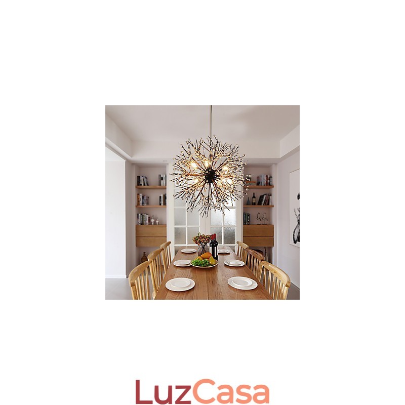 Lustre moderno de fogos de artifício, ferro forjado vintage com 8 luzes, lustre, ilha, iluminação pendente, luz de teto