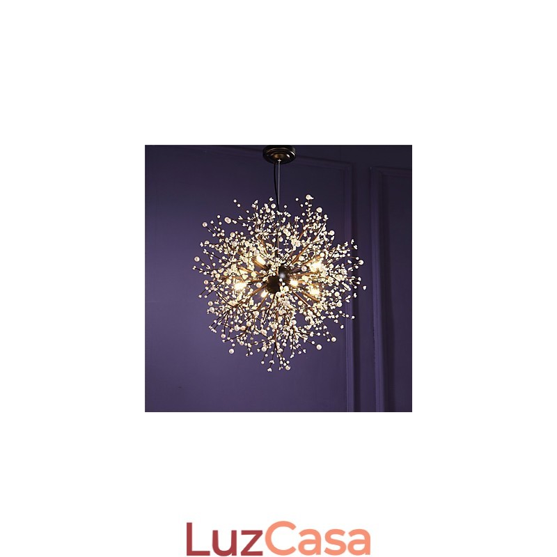 Lustre moderno de fogos de artifício, ferro forjado vintage com 8 luzes, lustre, ilha, iluminação pendente, luz de teto