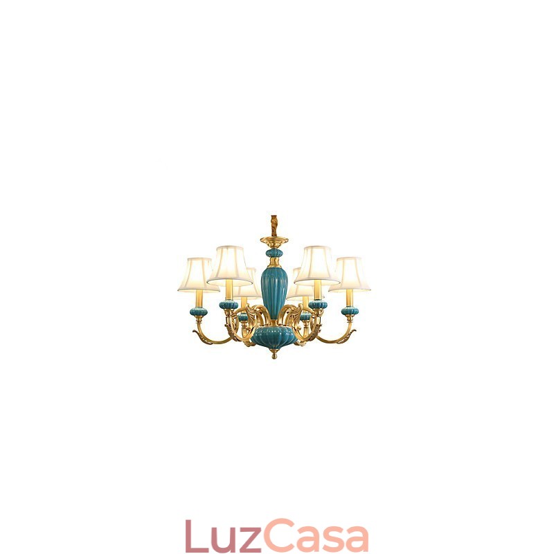 Lustre todo em cobre Lustre decorativo em jade