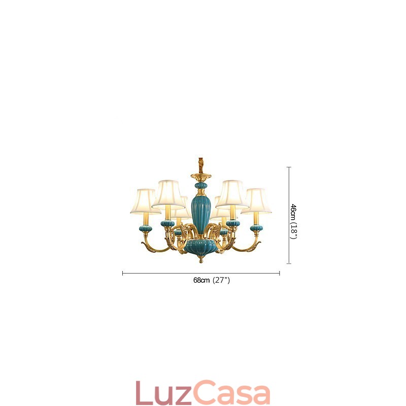 Lustre todo em cobre Lustre decorativo em jade