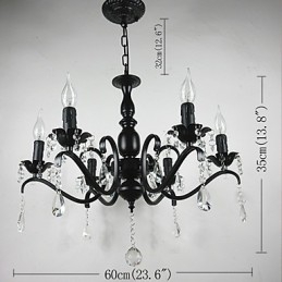 Lustre Simples Cristal Ferro Vela Luzes Decoração Lâmpadas Iluminação