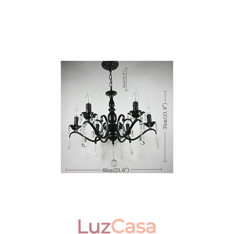 Lustre Simples Cristal Ferro Vela Luzes Decoração Lâmpadas Iluminação